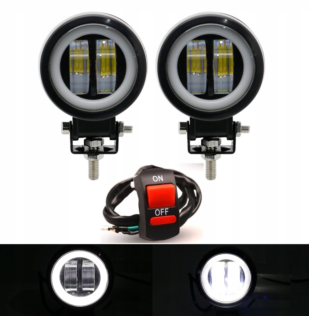 REFLEKTOR HALOGEN LAMPA LED CREE RING MOTOCYKL x2 Producent bez marki