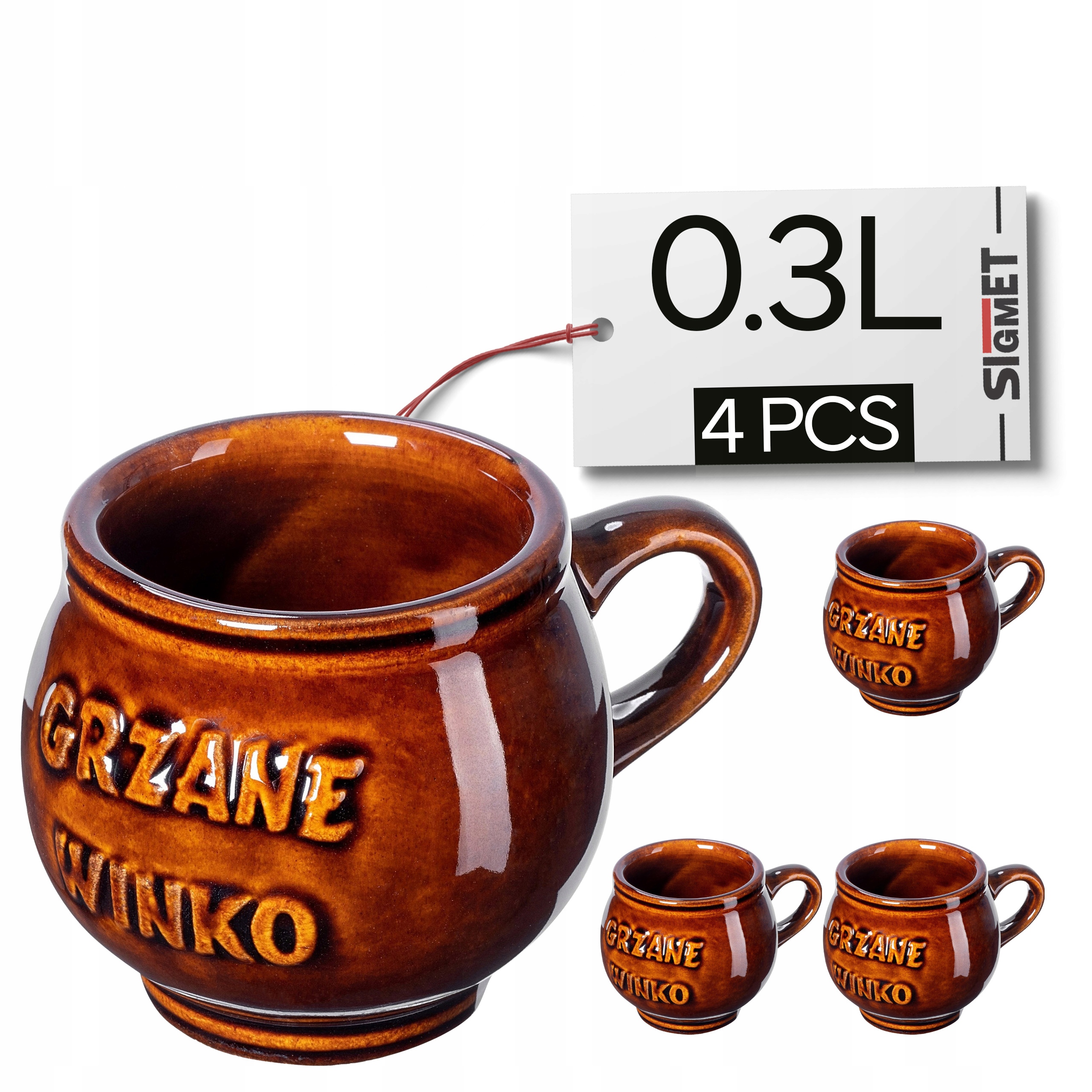 Hrnek na svařák na svařené víno 300 ml hrnek s ouškem kamenina 4 ks
