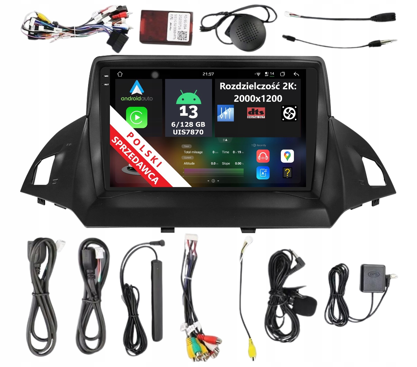 Navigace Rádio 2DIN Android Ford Kuga MK2 Escape III 6 Gb Dsp Carplay Lte