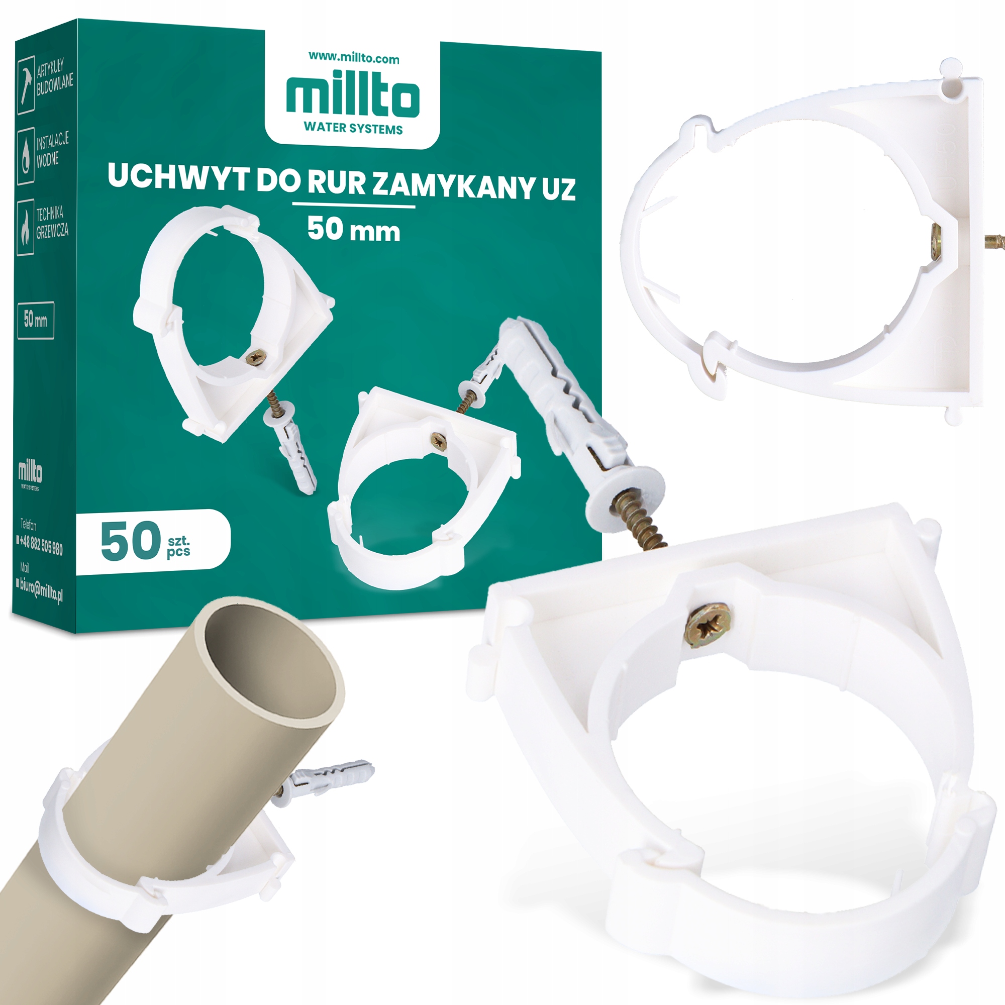 50 x Objímka Uzamykatelný Držák Trubek Ppr 50 MM Upevňovací Spona Upevňovací Svorka Qn