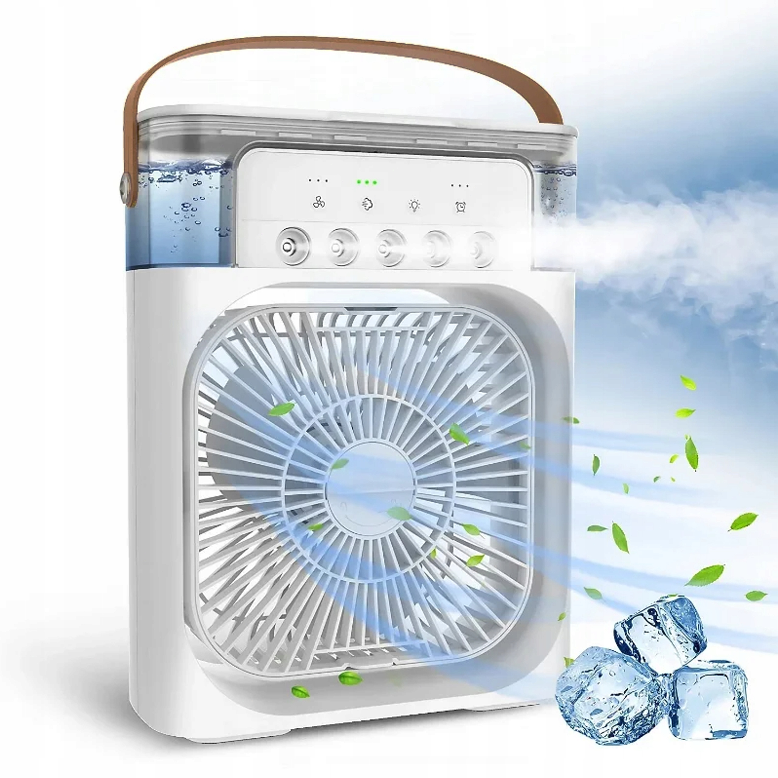 WENTYLATOR BIURKOWY WIATRAK PODŁOGOWY STOJĄCY W ZBIORNIK NA WODĘ KOLOR LED