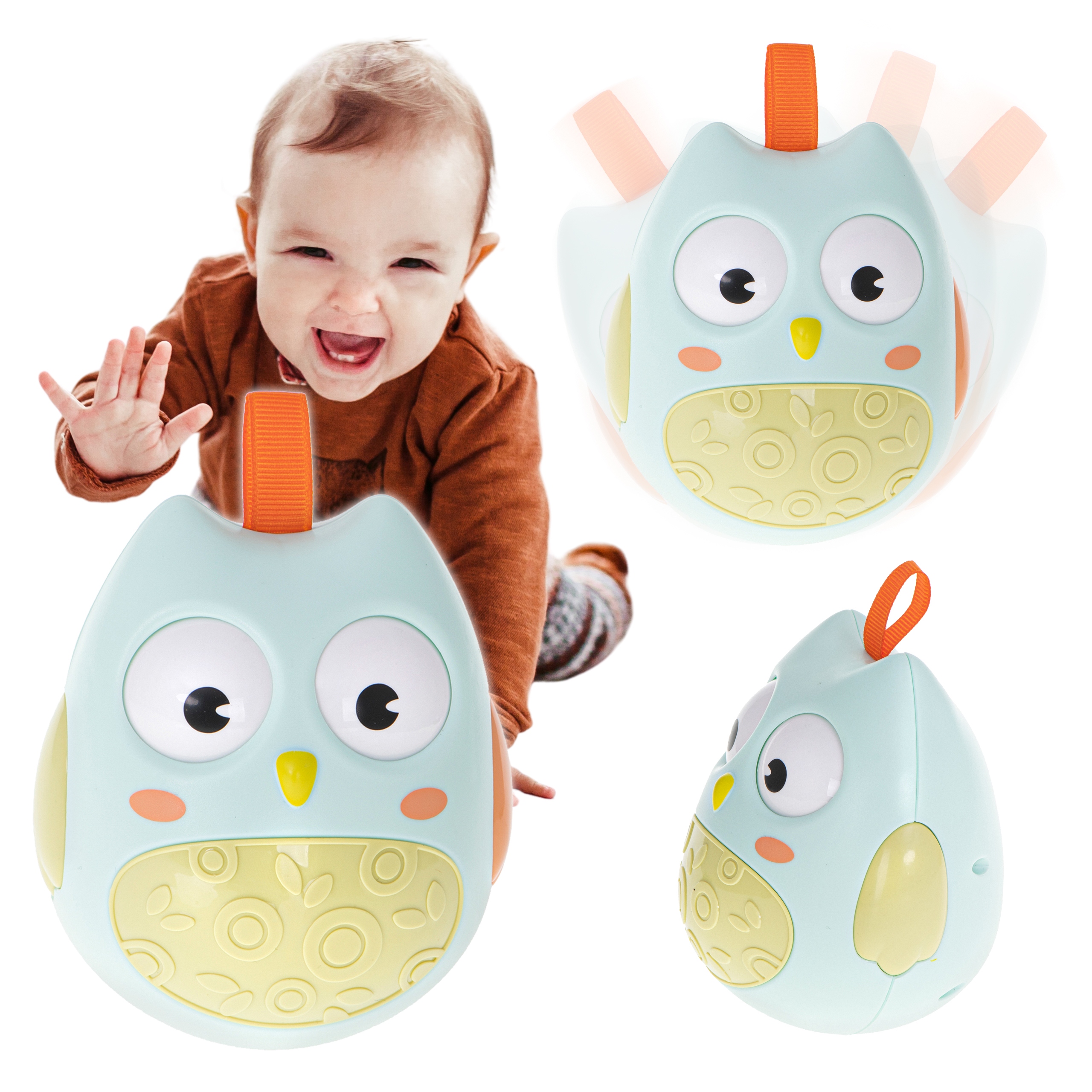 WAŃKA WSTAŃKA SOWA KIWAJKA NIEBIESKA DLA DZIECI SENSORYCZNA