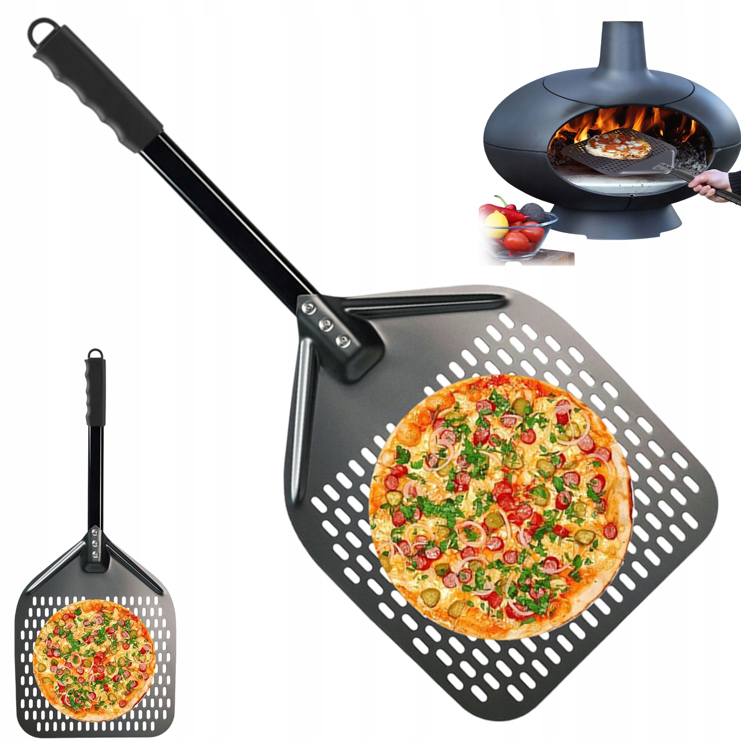 Čtvercová Lopata Na Pizzu 12 Palců 72*30 CM, Vysoká Kvalita, Černá