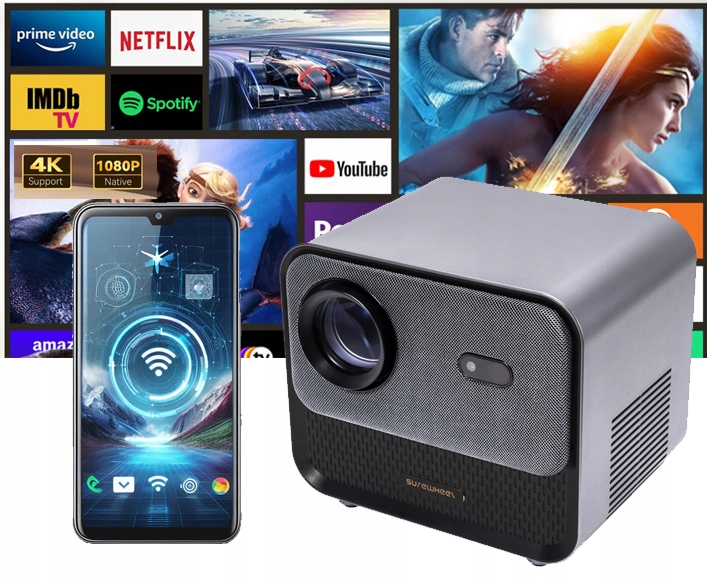 Projektor Led Surewheel SW30 Rzutnik Wifi Full Hd Android Tv 220CALI