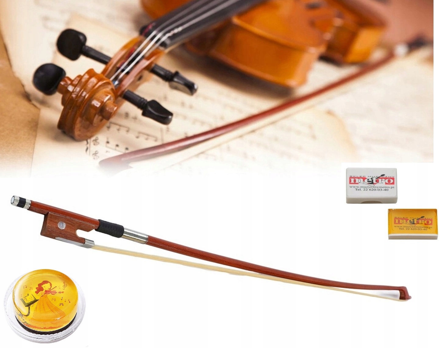 SMYCZEK DO SKRZYPIEC 1/2 ROSEWOOD + KALAFONIA 