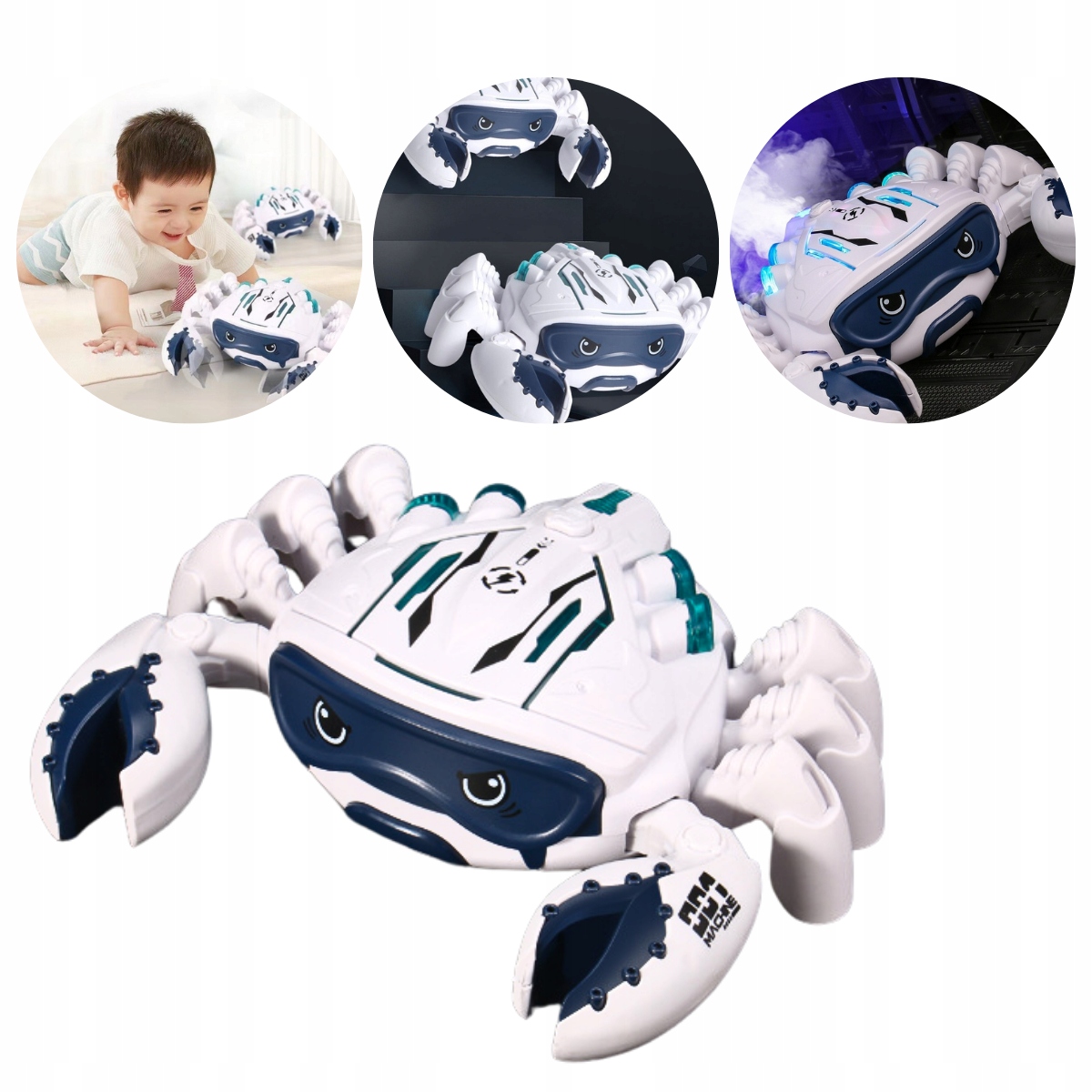 ZABAWKI INTERAKTYWNE DLA DZIECI ZABAWKI RACZKOWANIA KRAB SPRAY LED MUZYKA