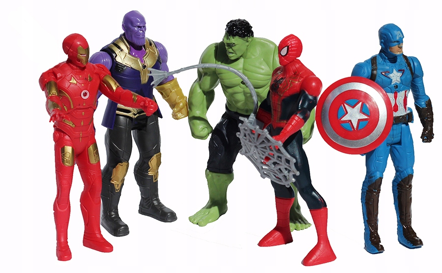5 FIGUREK AVENGERS THANOS SPIDERMAN IRON MAN HULK Marka bez marki
