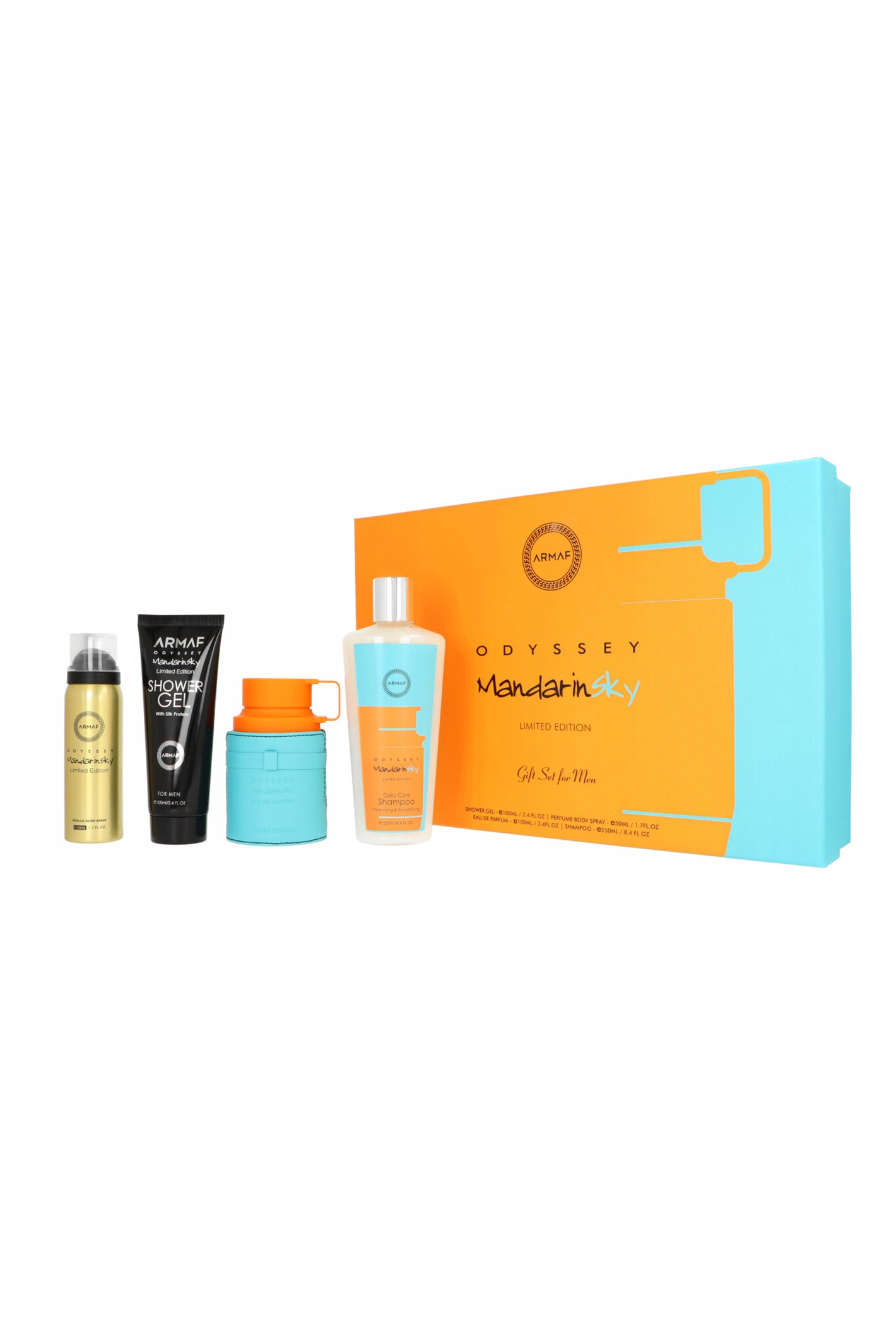 Sada Armaf Odyssey Mandarine Sky Perfume Body Spray sprchový gel Shampo