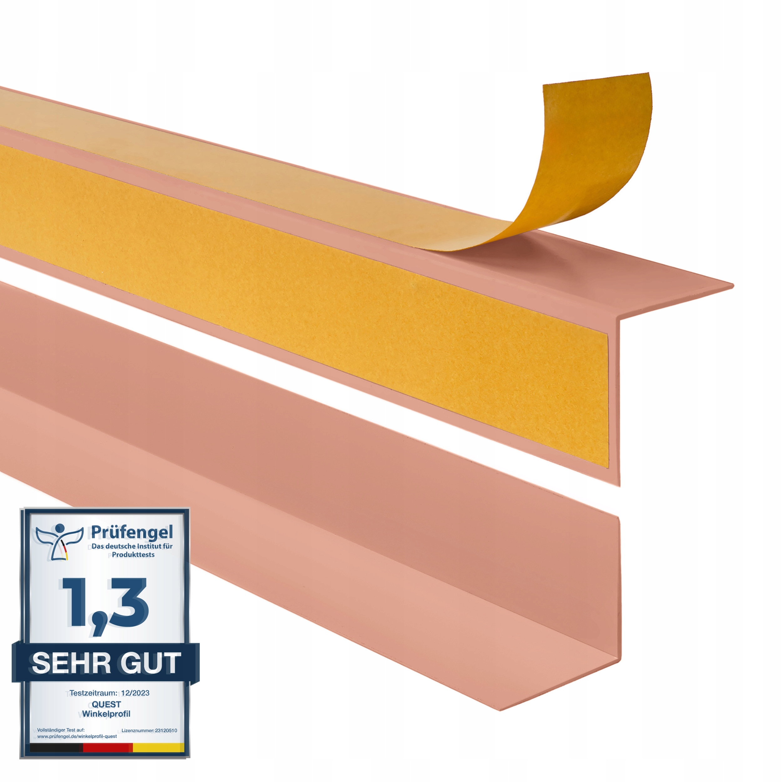 Pvc uholník tvrdý lepený na vonkajšej strane, svetlohnedý, 20x20 mm,