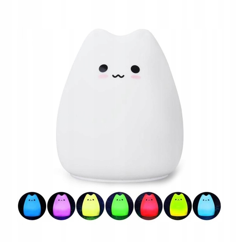 

Lampka Nocna Dla Dzieci Kotek Led Kolorowa Silikon