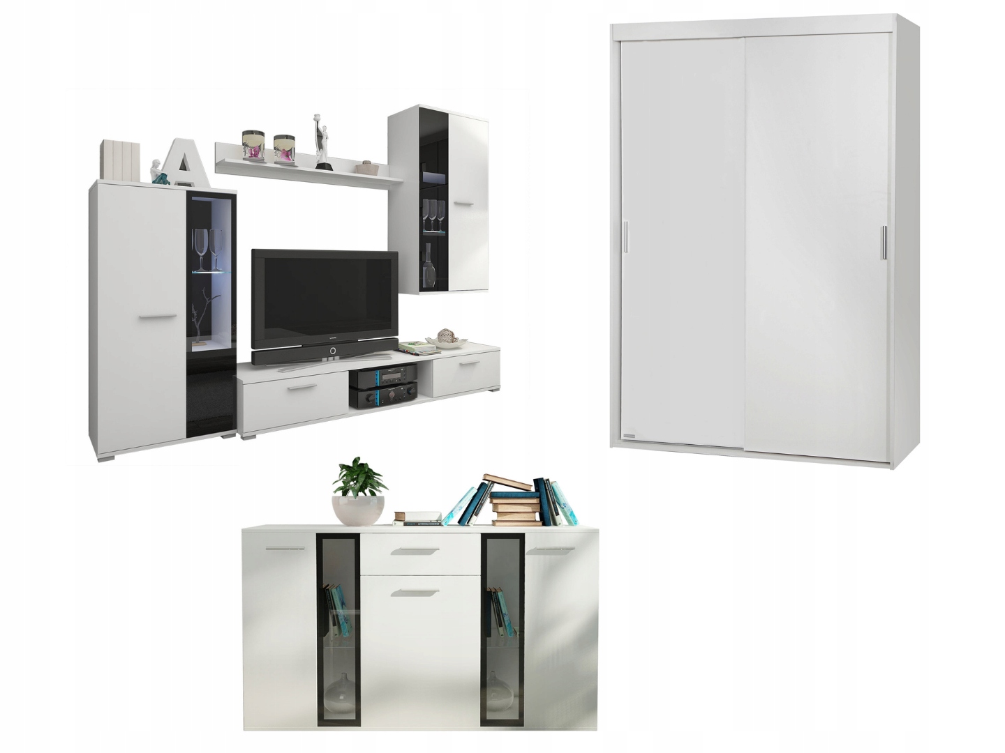 Zestaw Oskar + Szafa Vista 160 cm - biały mat