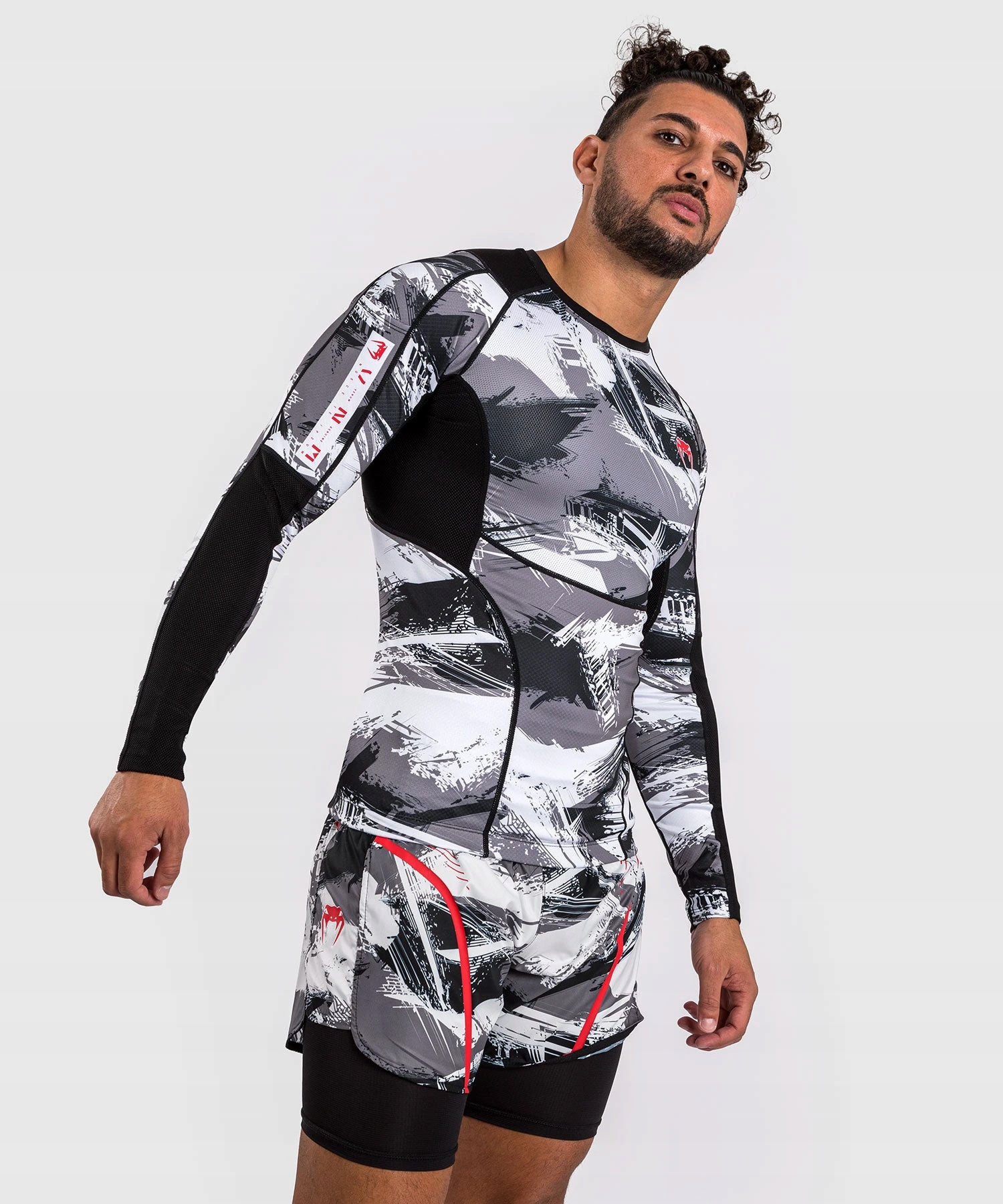 Venum Rashguard Electron 3.0 długi rękaw Szaro-Czerwony XL