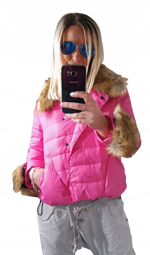 

Kurtka Chanelka Pikowana Puchowa Odpinane Futro S