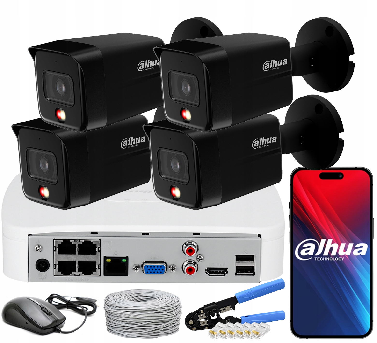 Sada pro monitorování 6Mpx 4 Kamer IPC-HFW1639TC-A-IL-S6-BLACK Dahua