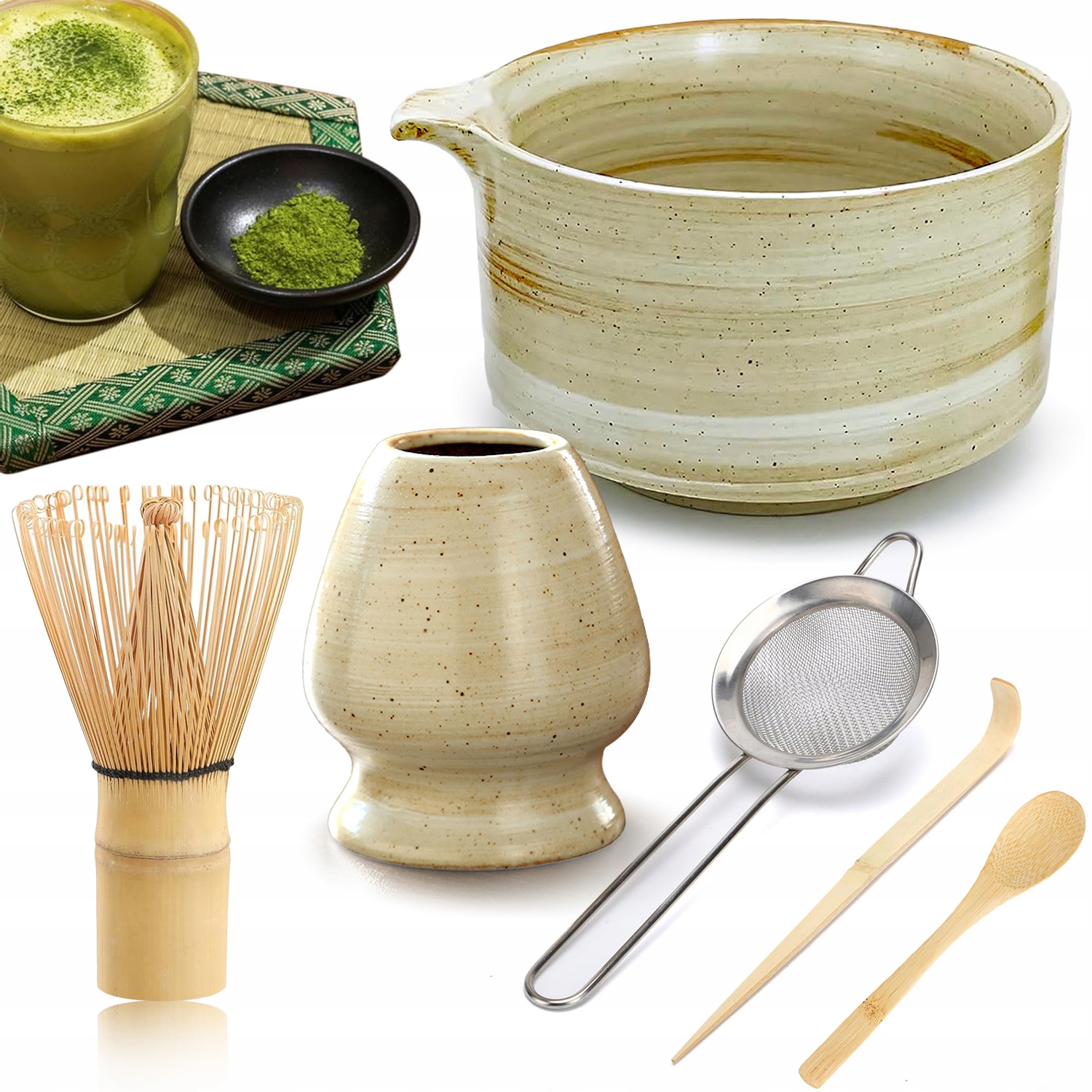 Levně 6 Ks Dárková Sada Na Čaj Matcha Sada Metliček Matcha S Metličkou