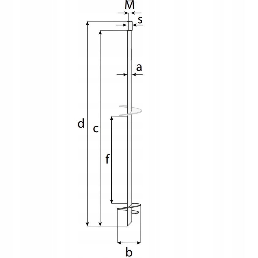 KOTWA WKRĘCANA DO ZIEMI Z GWINTEM PWT 100/600/M12 Rodzaj stalowe