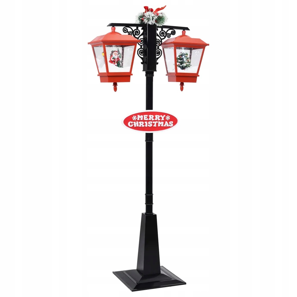 Vánoční pouliční lampa se Santou černo-červená 81x40x188 cm Pvc Red 289926