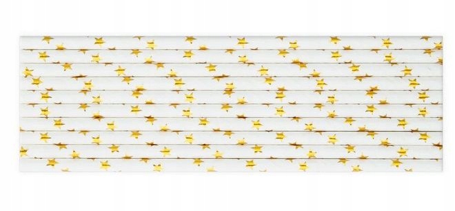 SŁOMKI RURKI PAPIEROWE 19,5x0,6cm białe w złote gwiazdki 10szt EAN (GTIN) 5904610117347