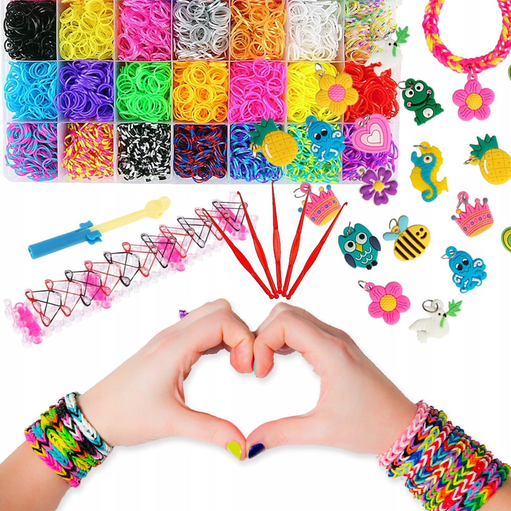 

Duży Zestaw Do Robienia Bransoletek Gumki 2400 szt