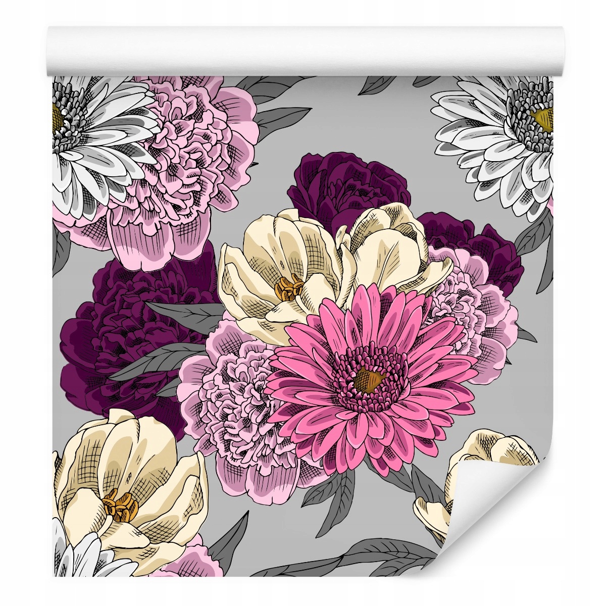 Tapeta do obývacího pokoje s barevnými květinami Pivoňky gerbera