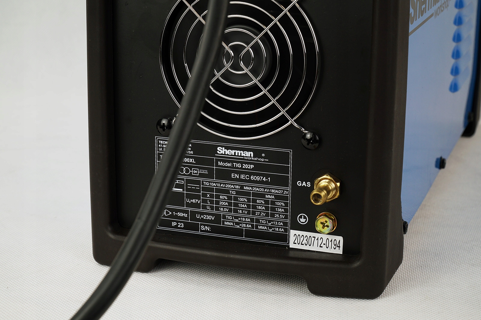 Spawarka TIG DC z pulsem 200A HF 200 MMA 230V Kod producenta Spawarka Sherman TIG 202P HRS xc