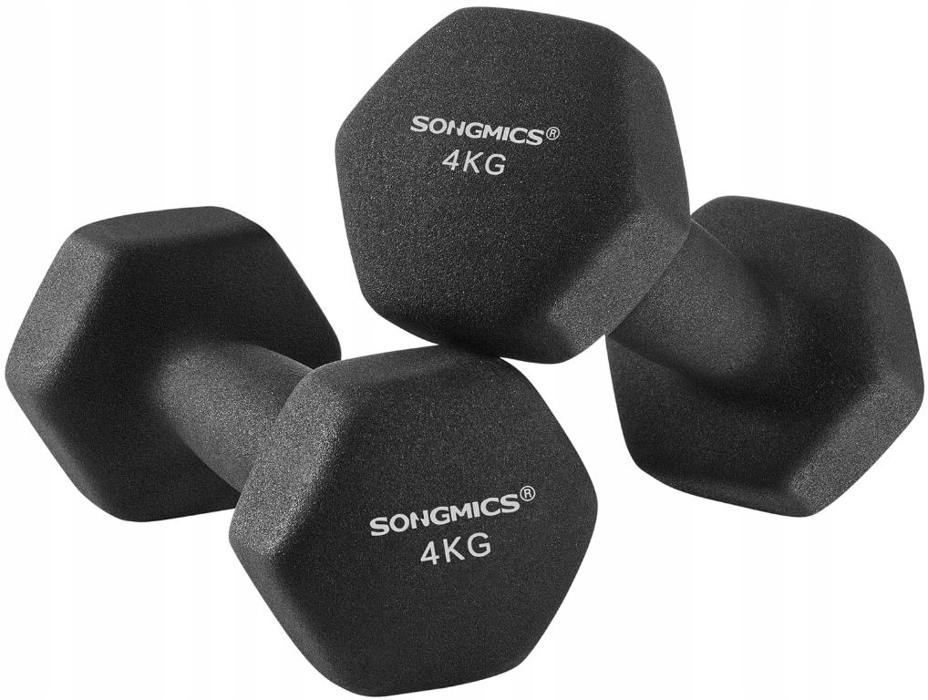 Hantle żeliwne Songmics 2x 4 kg 2 Sztuki Czarne