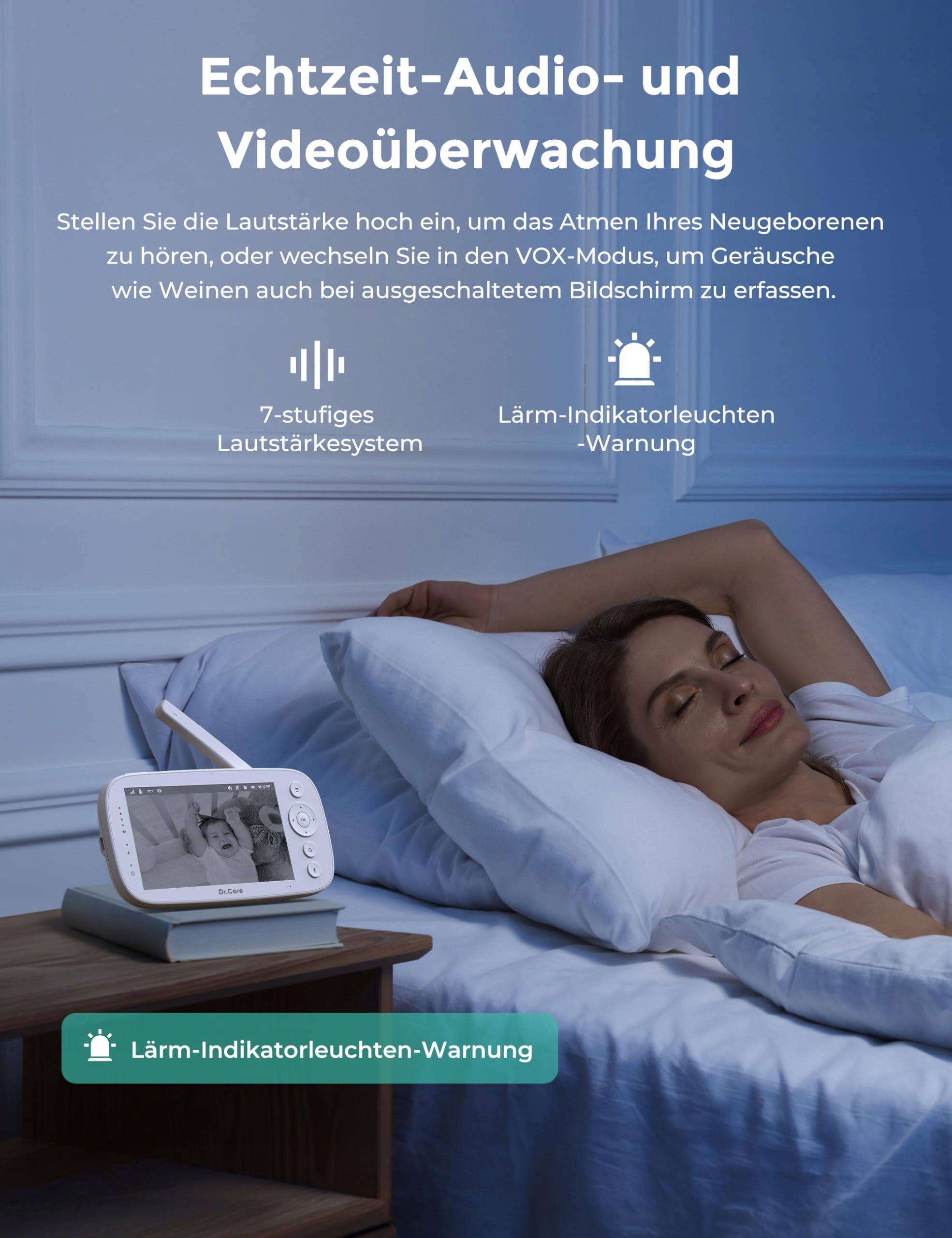 DRCARE NovaView Niania Elektroniczna 5" Ekran 1080P 5000mAh 2W Audio — miniatura 4