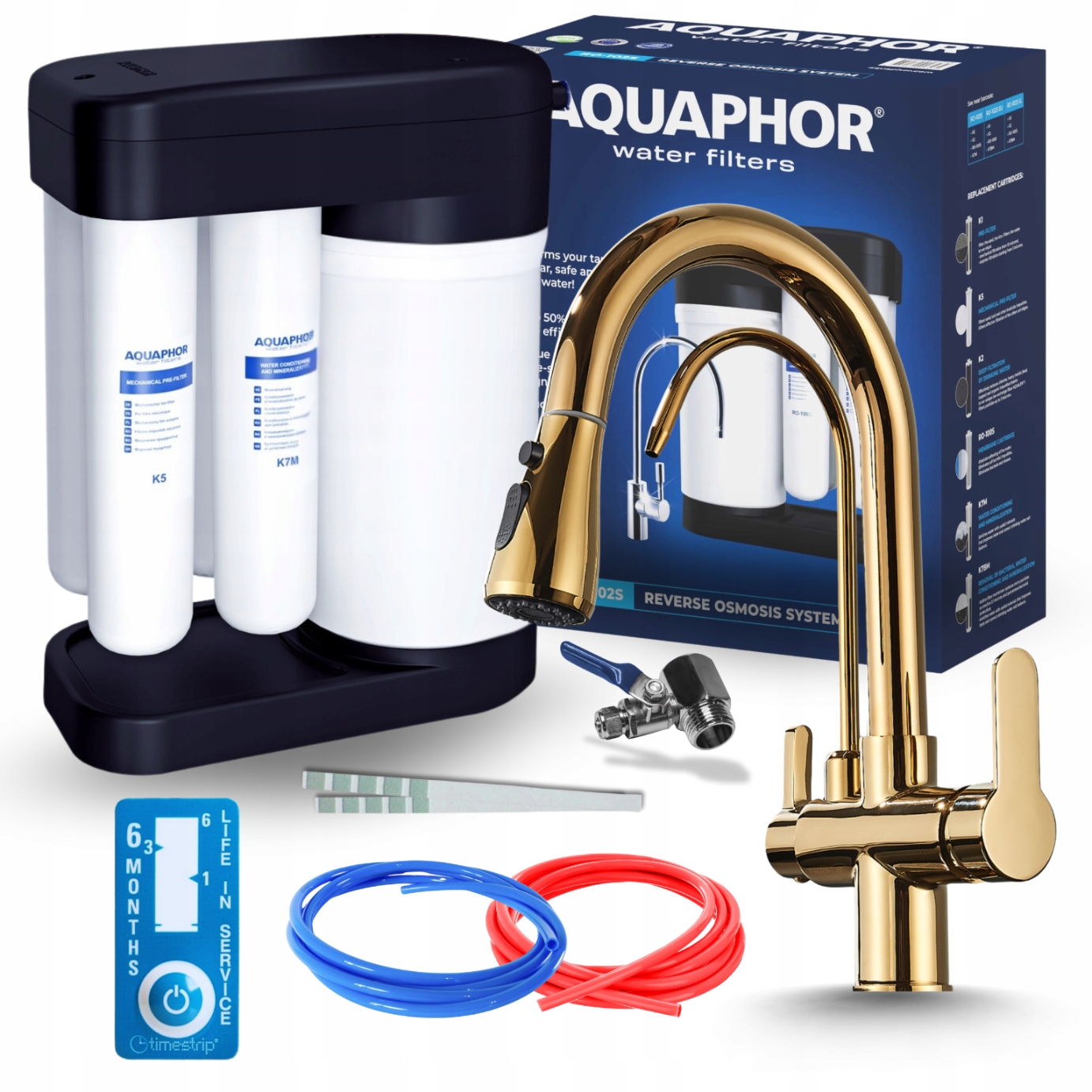 Zlatá Kuchynská Batéria S Výsuvným Výtokom A Filtrom Reverznej Osmózy Pzh