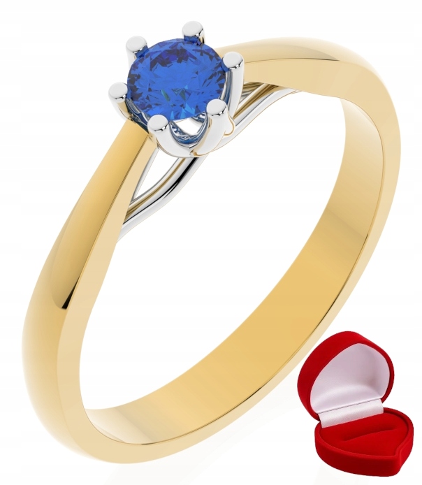 Zlatý Prstýnek 585 14k Safír 0,19 ct Krabička R26