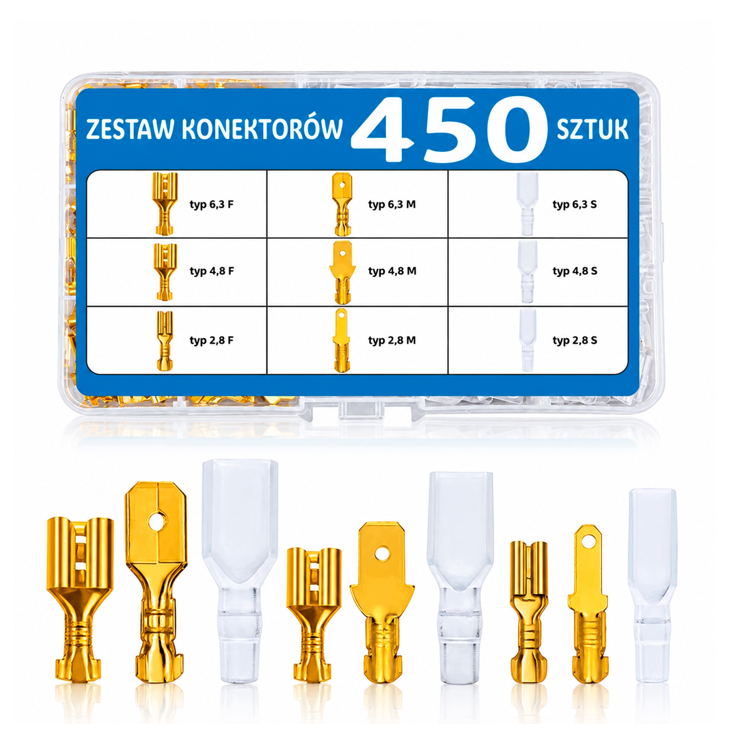 Złącza elektryczne Zestaw 450 Konektory samochodowe 2.8 4.8 6.3 osłonki s