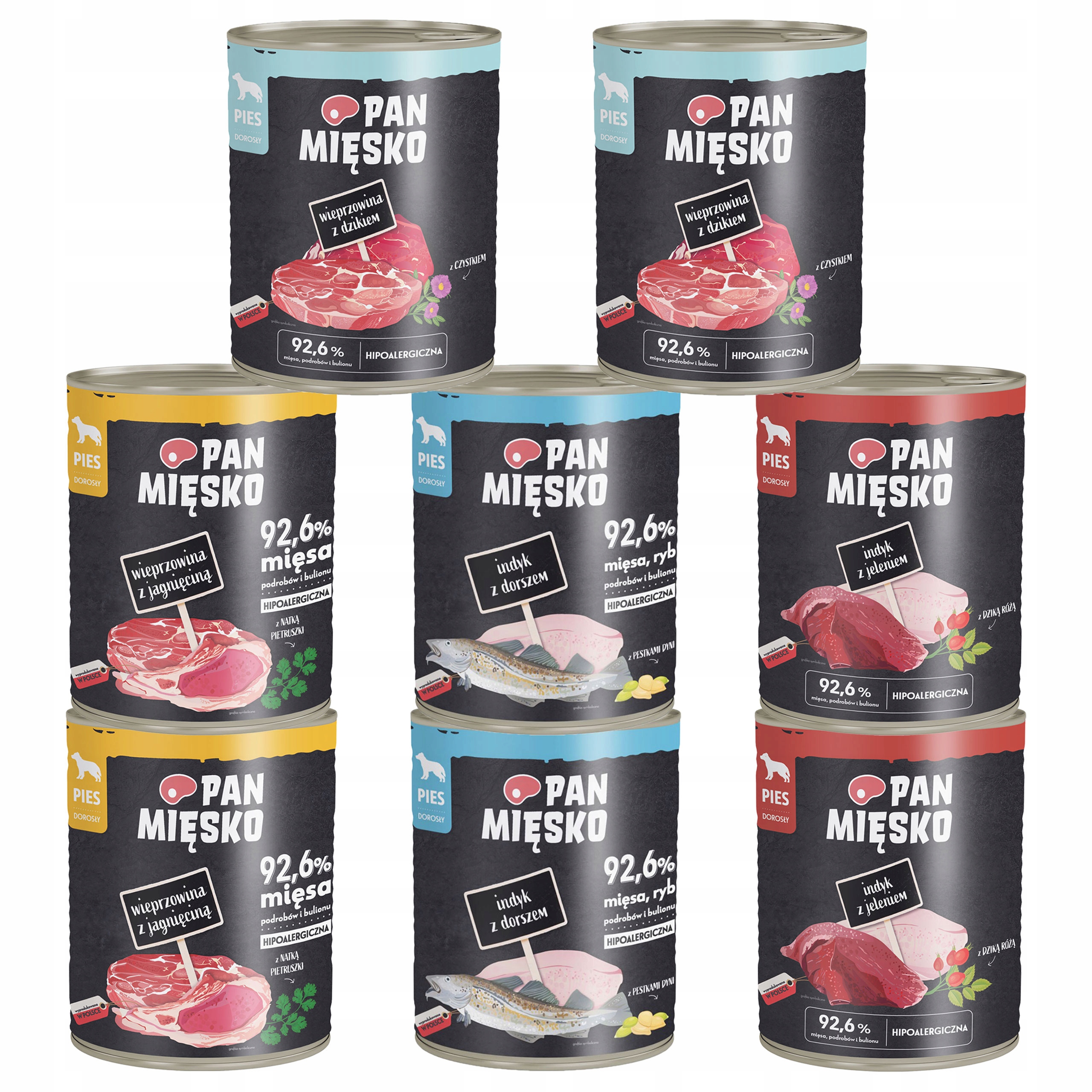 Pan Mięsko Krmivo mokré pro psa Mix Chutí 8 x 800 g zdravé krmivo bez obilovin