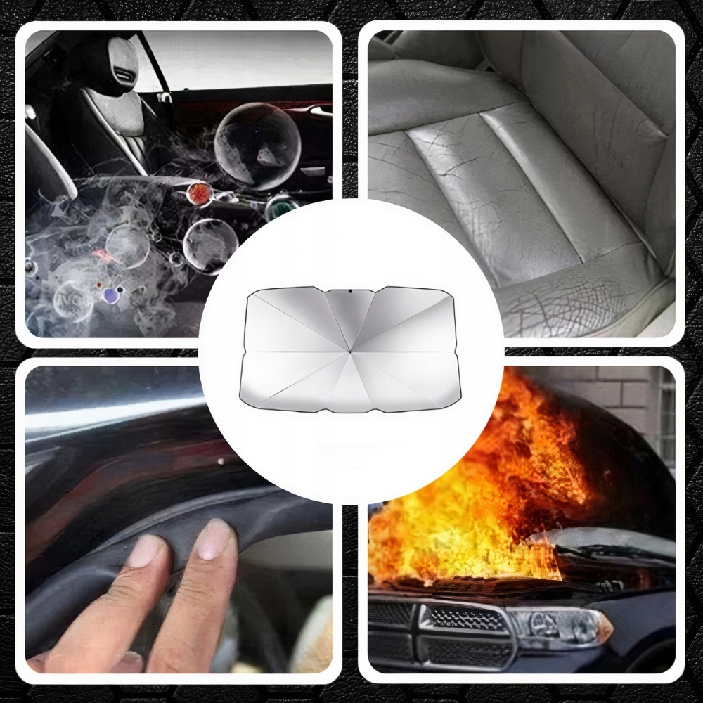 OSŁONA PRZECIWSŁONECZNA PARASOL UV DO SAMOCHODU AUTA NA PRZEDNIĄ SZYBĘ MATA Wysokość produktu 65 cm