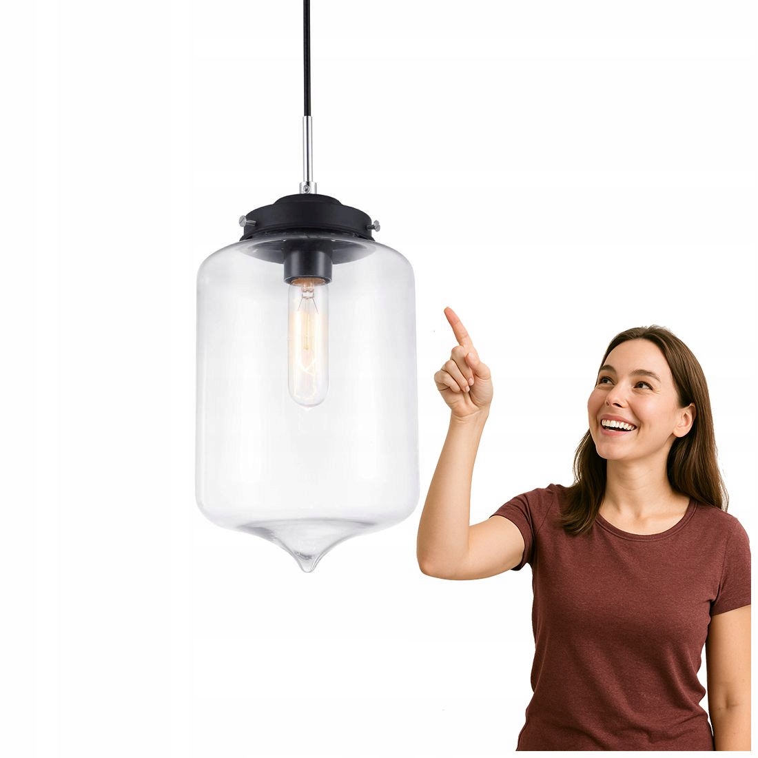 Závěsná lampa Tube Černá E27 do interiéru Italux