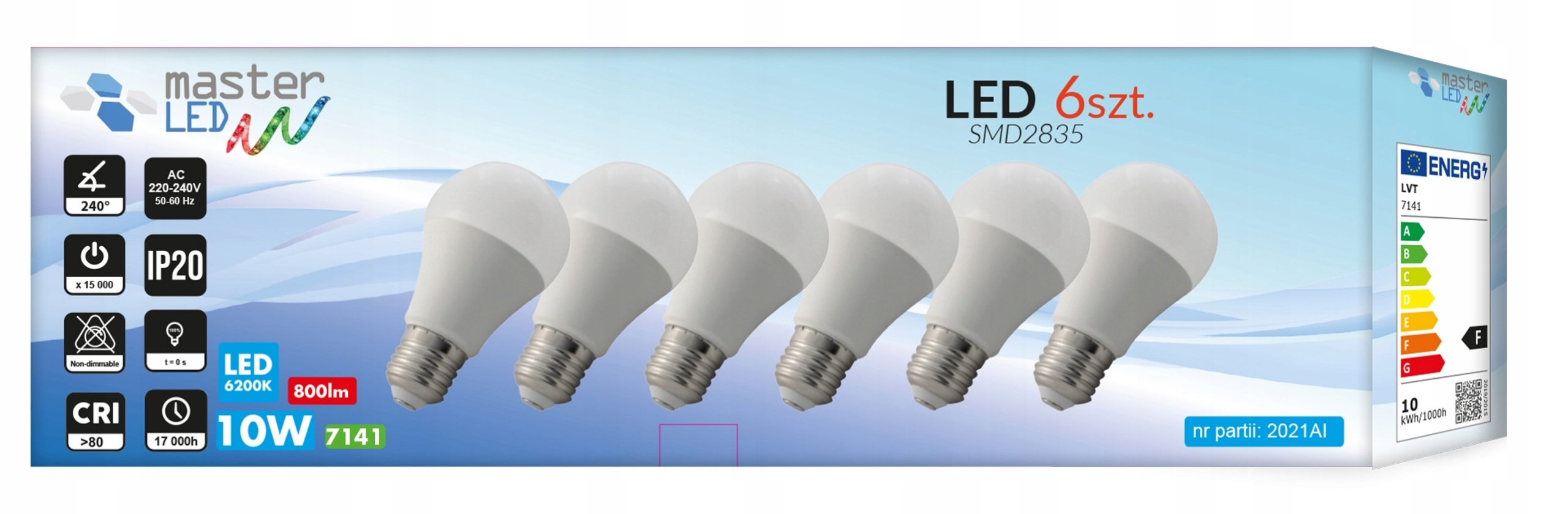 

Żarówka Gwint E27 Led Smd 10W Biała Zimna Home x6