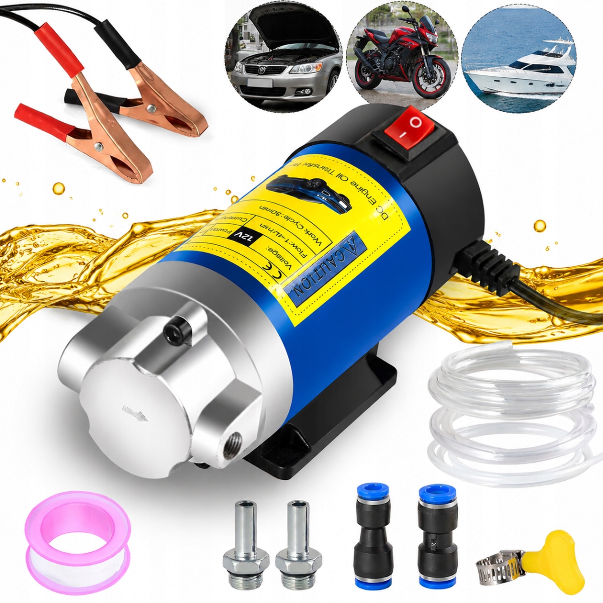 Pompka Pompa Do Spuszczania Paliwa Elektryczna Ropy Oleju 12V 100W
