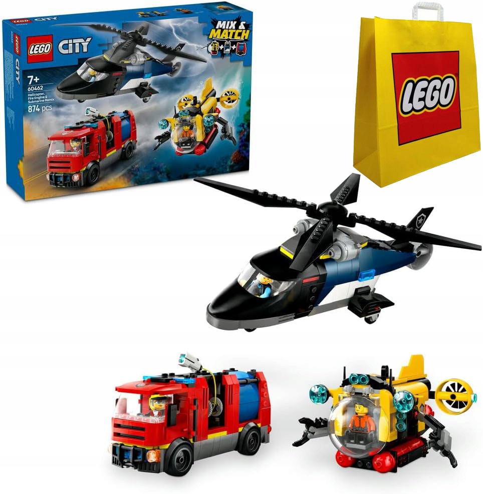 Lego City 60462 s vrtulníkem, hasičským autem a ponorkou taška