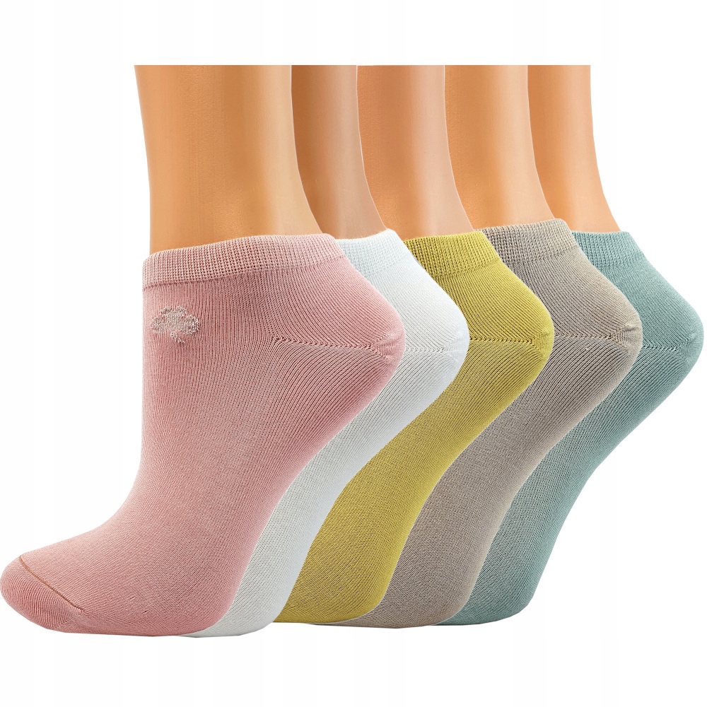 5 PAR KOLOROWE SKARPETY DAMSKIE STOPKI BAMBUS WZÓR