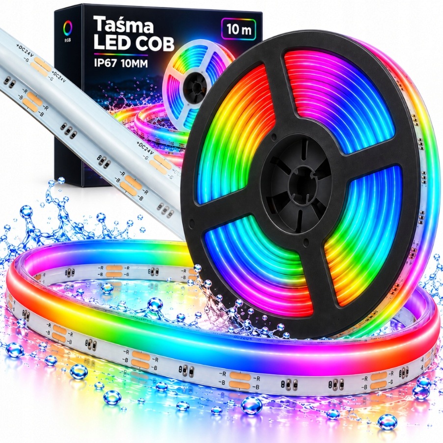 Led pásek Cob Rgb 10 m 24 V IP67 vodotěsný 840 LED/m barevná role 14 W/m