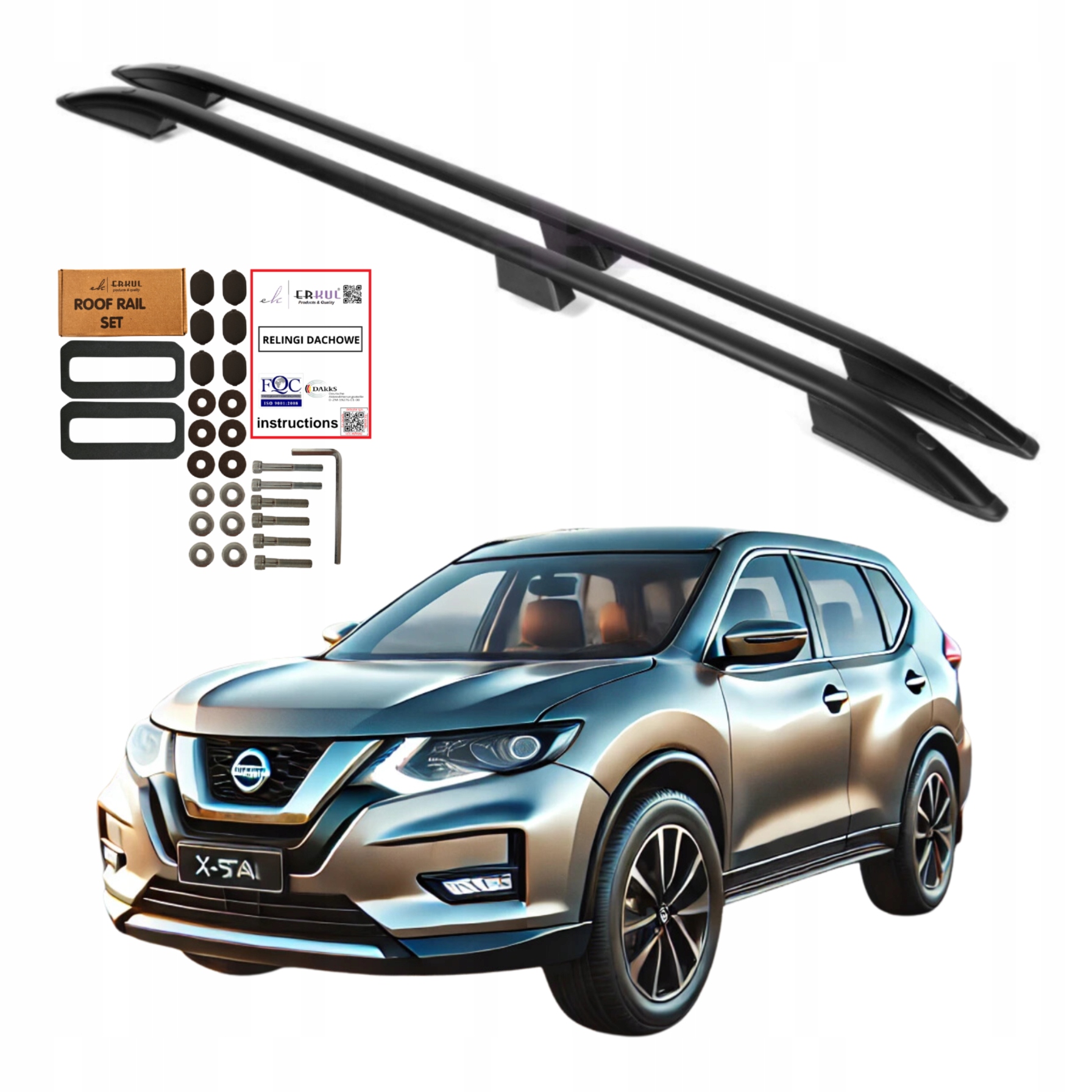 Střešní nosiče Nissan X-Trail T32 2014-2022 černé hliníkové, odolné