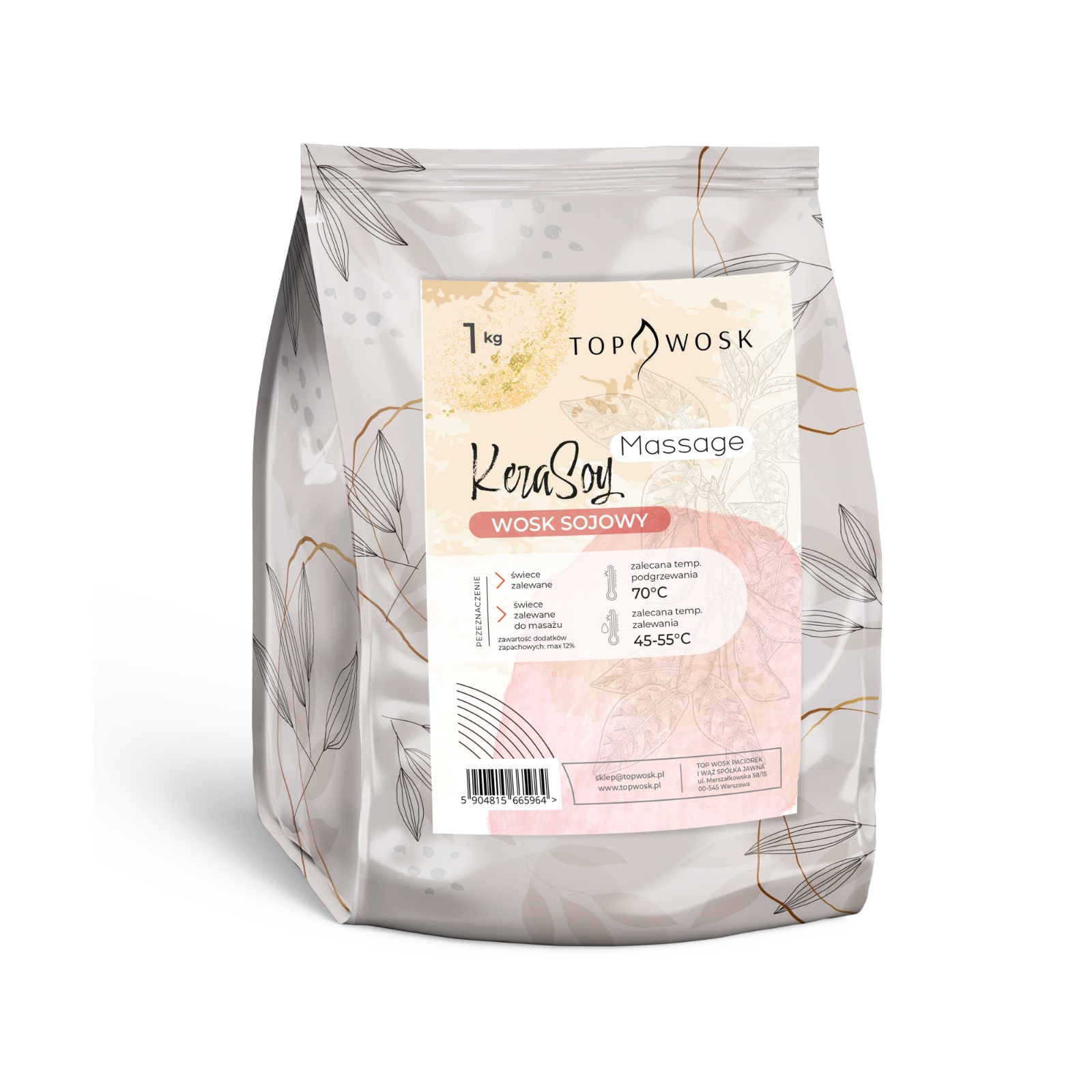 Sójový vosk na masážne sviečky KeraSoy Message prírodný 20 kg