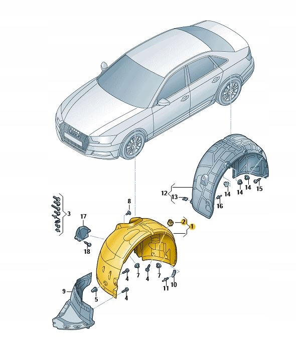 NADKOLE OSŁONA BŁOTNIKA PRZÓD LEWY AUDI A4 B9 ORYGINAŁ OD ASO