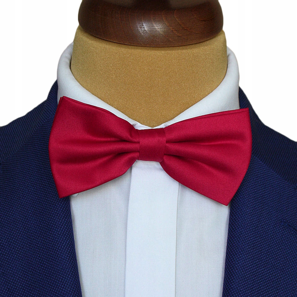 MUCHA MUSZKA MĘSKA GŁADKA 12x6 cm KOLOR MALINOWY