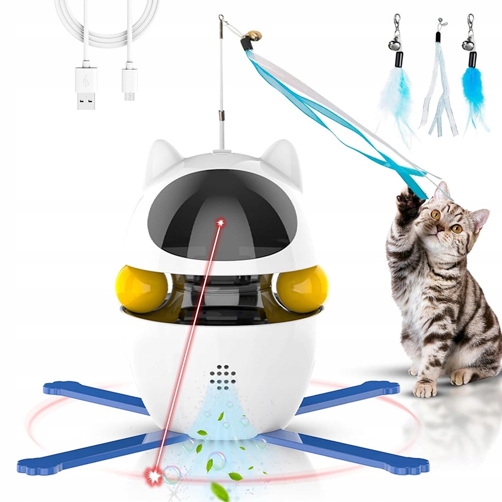 Interaktivní Hračka Pro Kočky 3V1 S Míčkem A Laserem