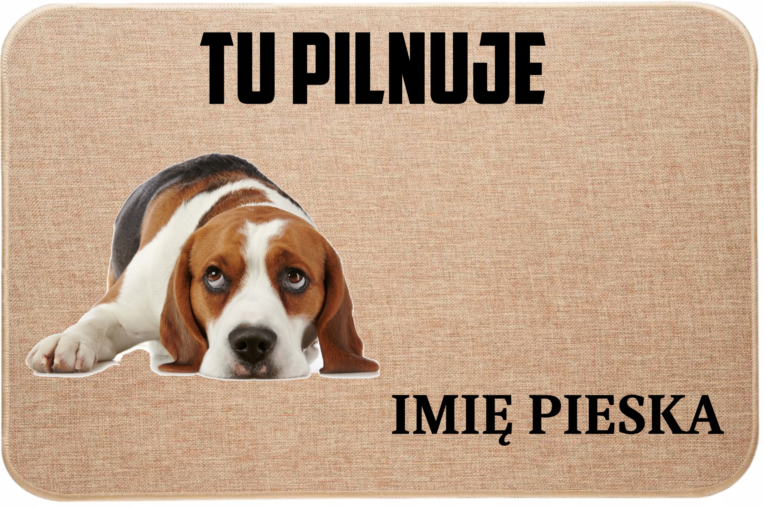 Ľanová Vstupná Stieračka Tu Stráži Meno Psíka Beagle Darček
