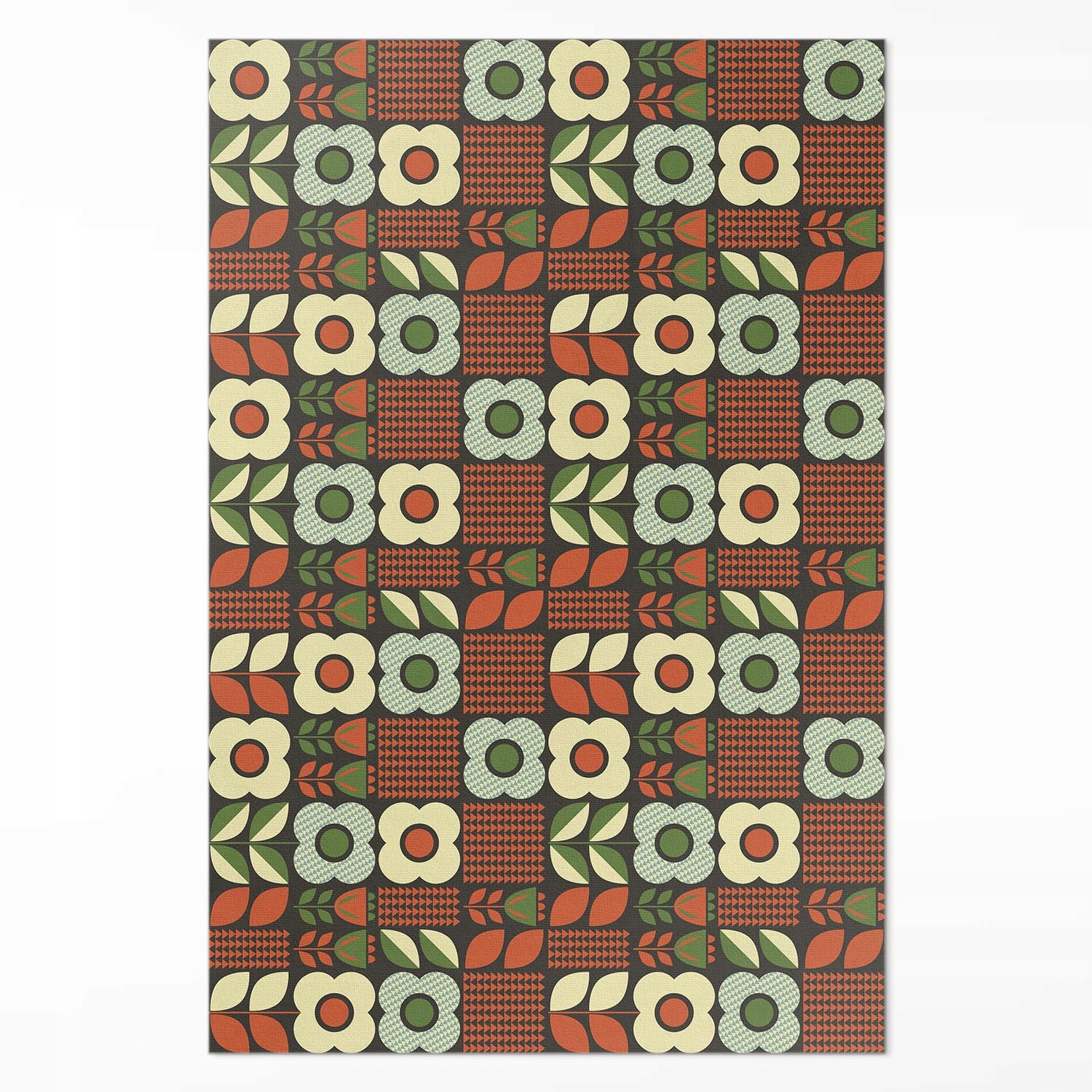 Vinylový koberec s folklórnou grafikou s ilustráciou kvetov XXL 150 x 225 cm