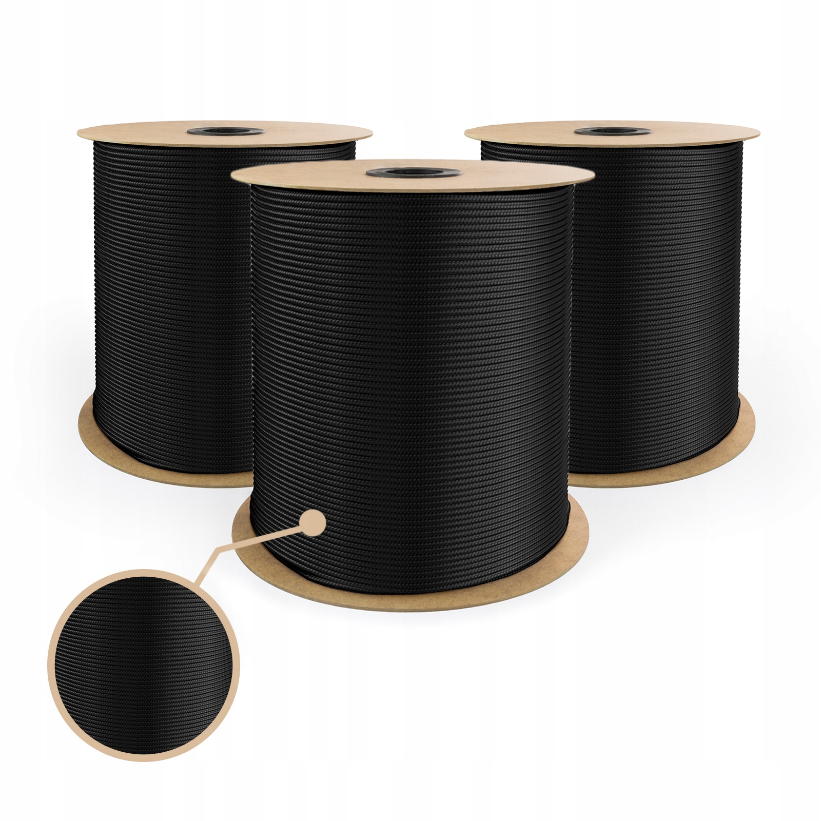 Lina Polipropylenowa 5mm Pleciona Czarna Żeglarska Uniwersalna Gładka 200 m