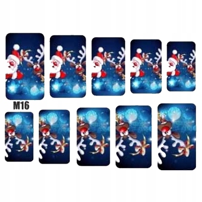 NAKLEJKI ŚWIĄTECZNE NA PAZNOKCIE KOLOROWE M16