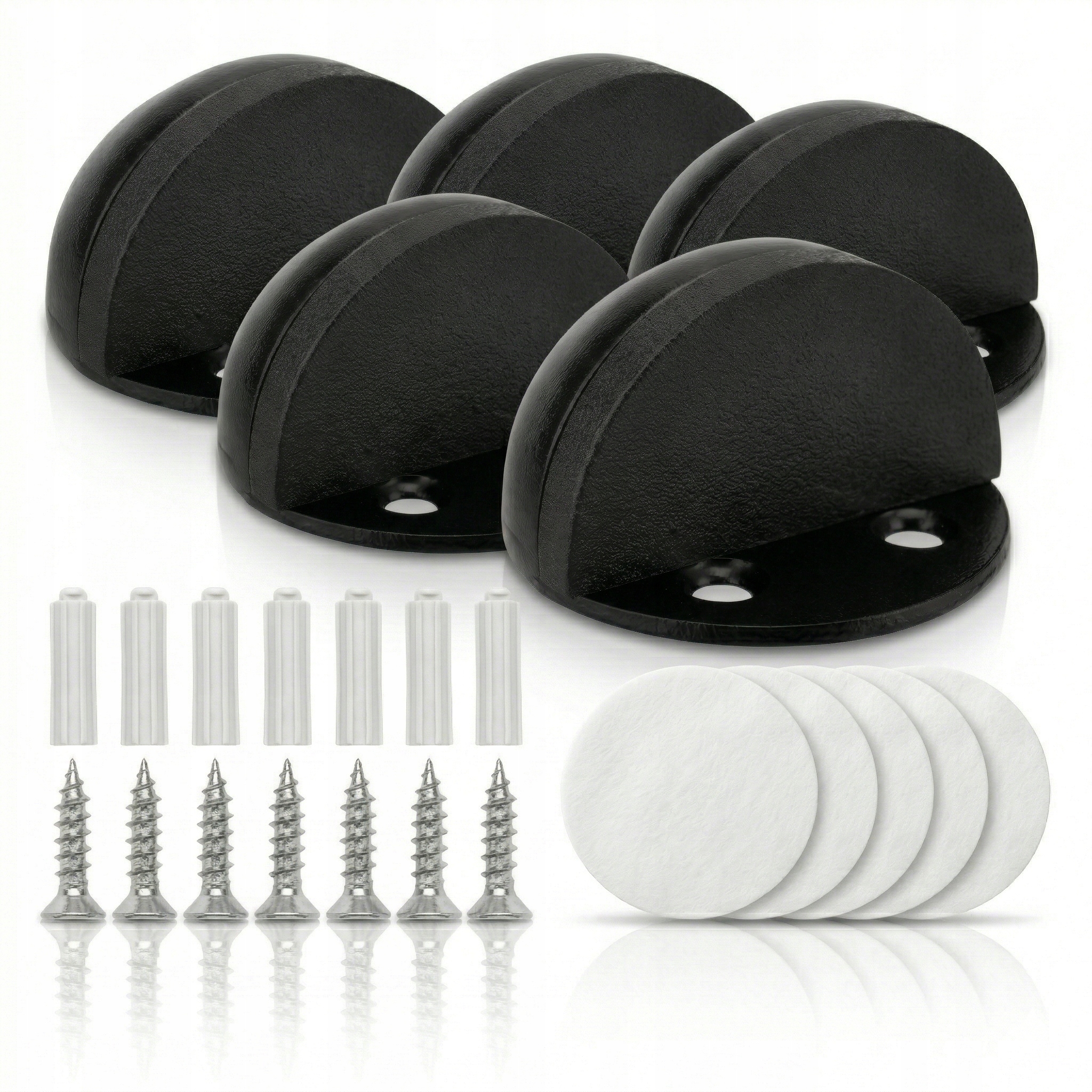 5x ODBOJNIK ODBÓJ DO DRZWI STOPER PODŁOGOWY SAMOPRZYLEPNY CZARNY MAT