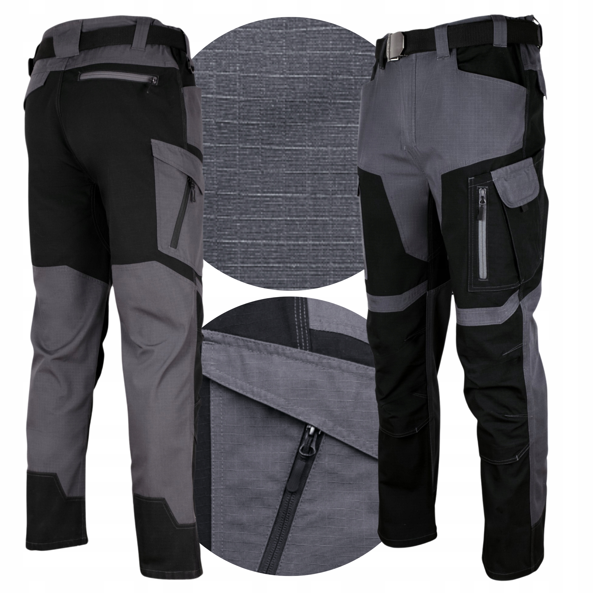 Spodnie męskie Bojówki robocze monterskie Bhp Wytrzymałe Ripstop czarne 52