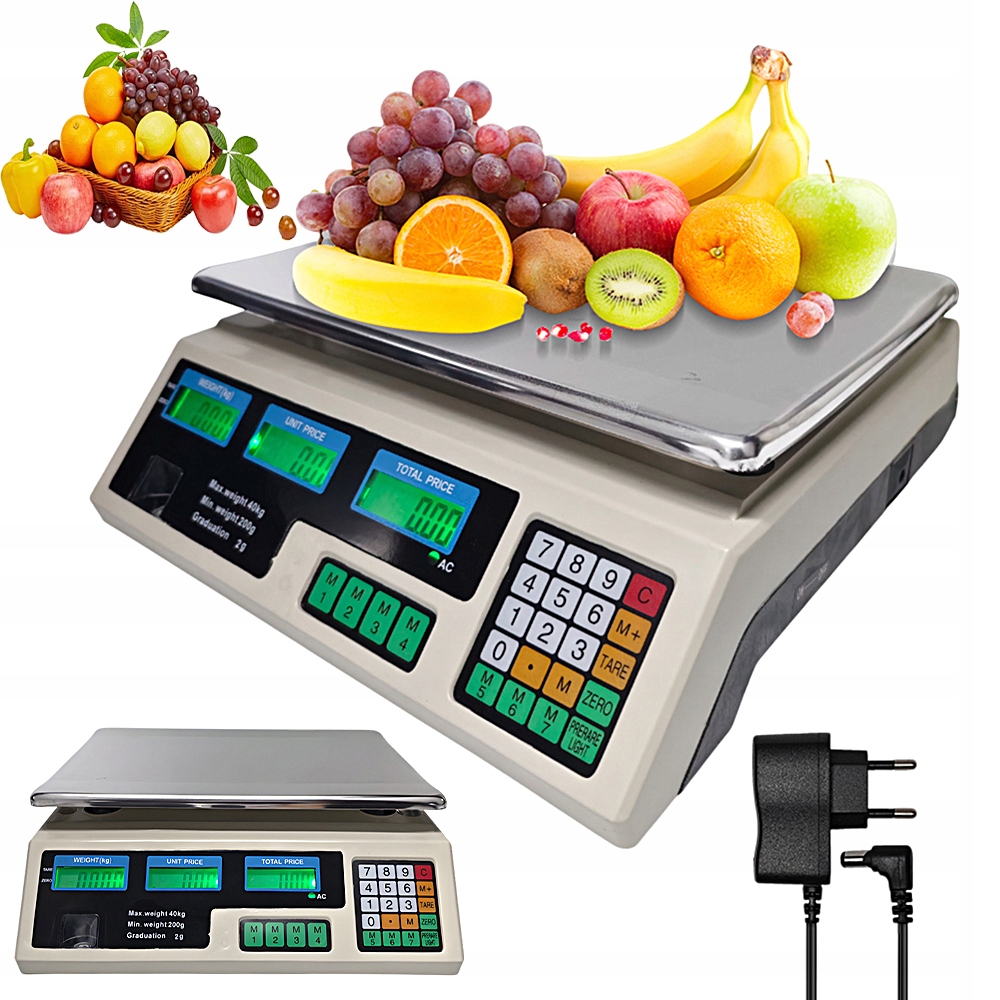 Elektronická Váha 40 Kg Nerezová Ocel Plast LCD Pro Obchody